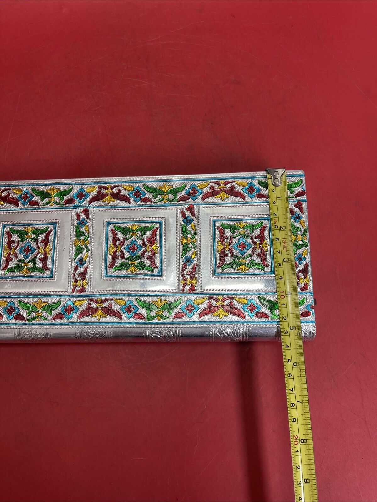 Handmade Flower Embossed Jewelry Box with Mirror Scratch Resistant Interior