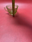 Anchor Hocking Depression Glass Cameo Ballerina Green Uranium Tea Cup & Saucer