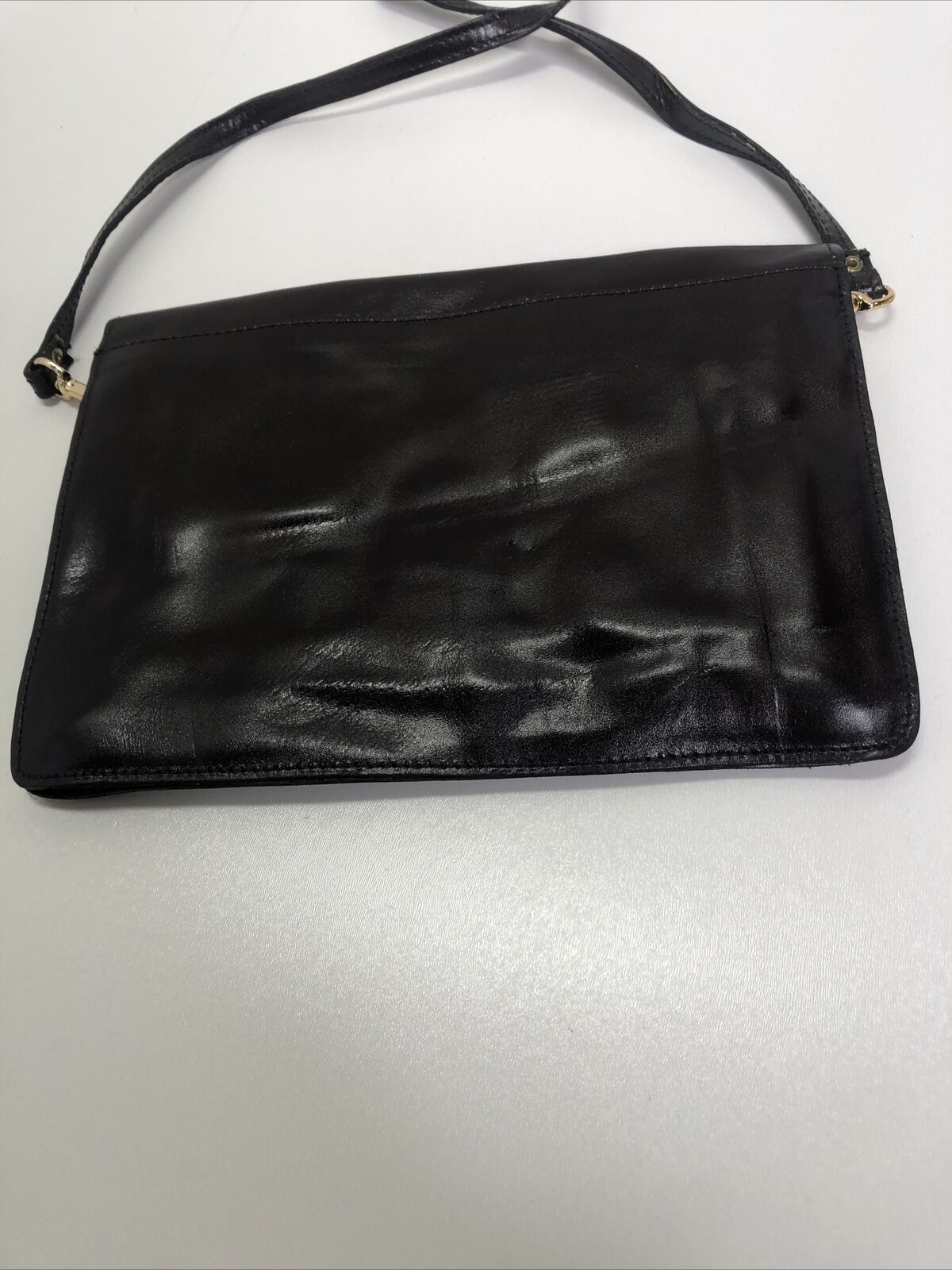 Liz Claiborne Black Faux Leather Baguette Purse 