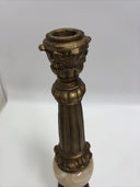 Pillar Candleholder Alabaster & Ornate Gold Gilt