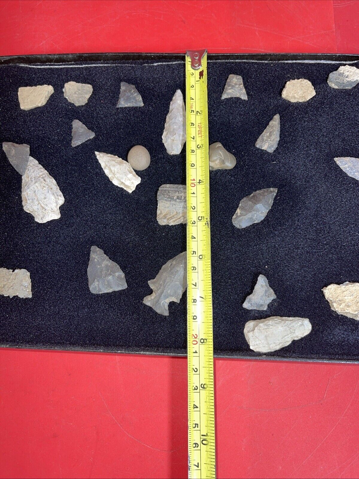 Native American Artifacts Lot 24 w/ Frame Arrowheads Collection 12”x8” Frame #6