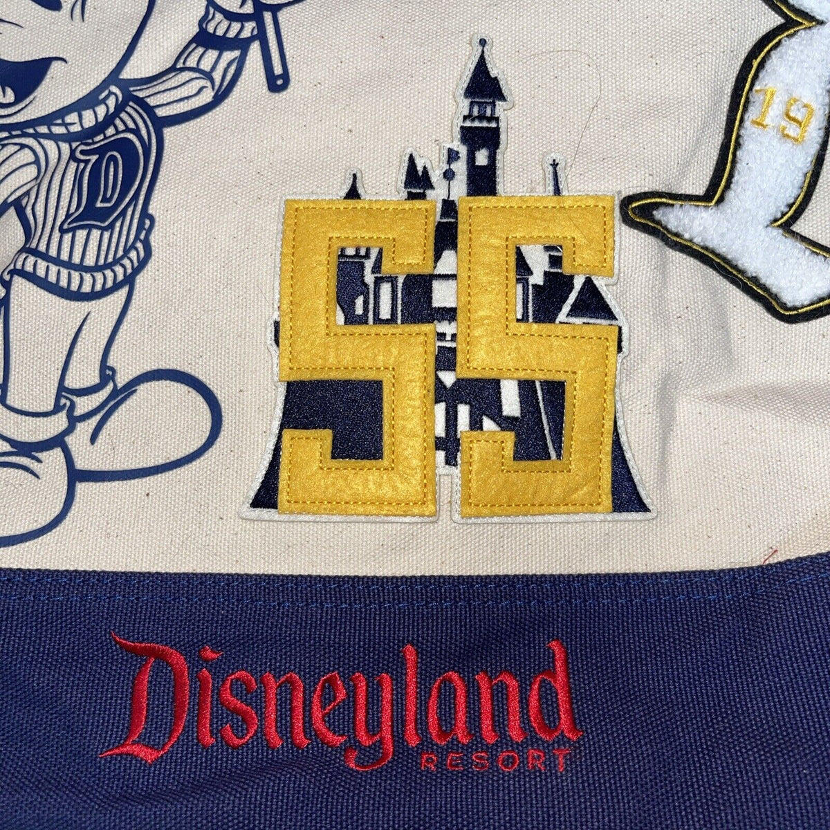 Disneyland Disney Resort Mickey Mouse Canvas Travel Bag Tote 1955 Preowned