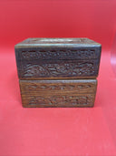Vintage Hand Carved Teak Wooden Jewelry Trinket Box Made in India Lot 2