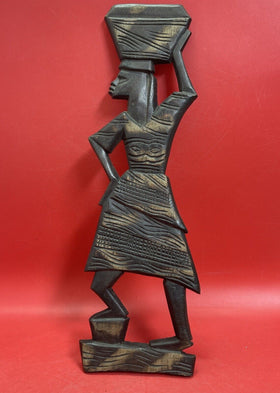 Wooden African Tribal Carved Hanging Wall Art 19” Tall