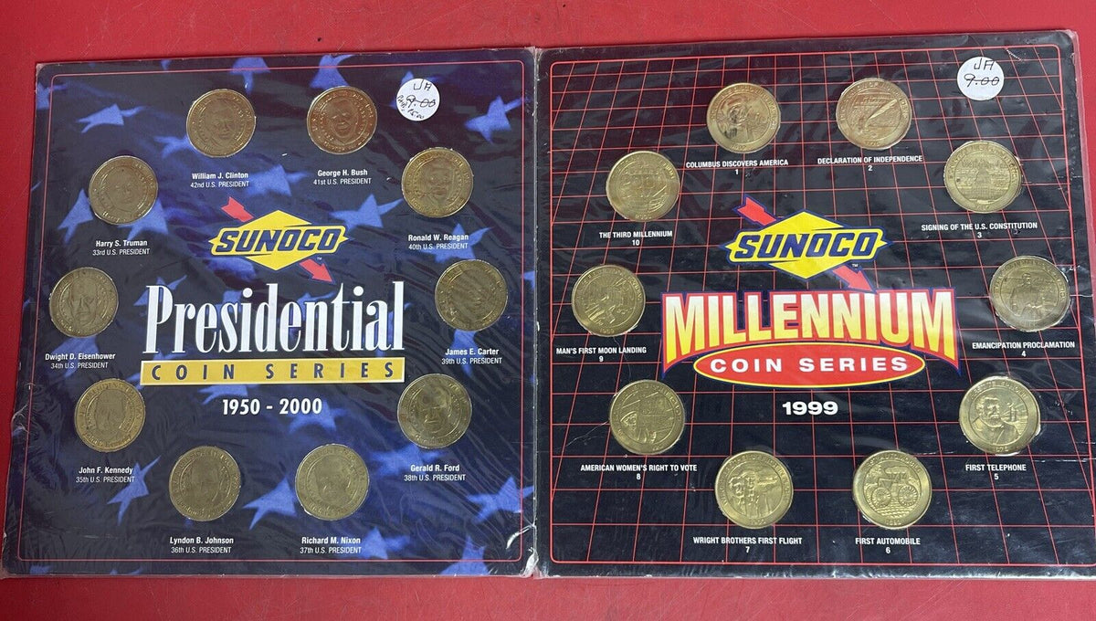 [10] SUNOCO PRESIDENTIAL COIN SETS + [10] SUNOCO MILLENNIUM COIN SETS w/ HOLDERS