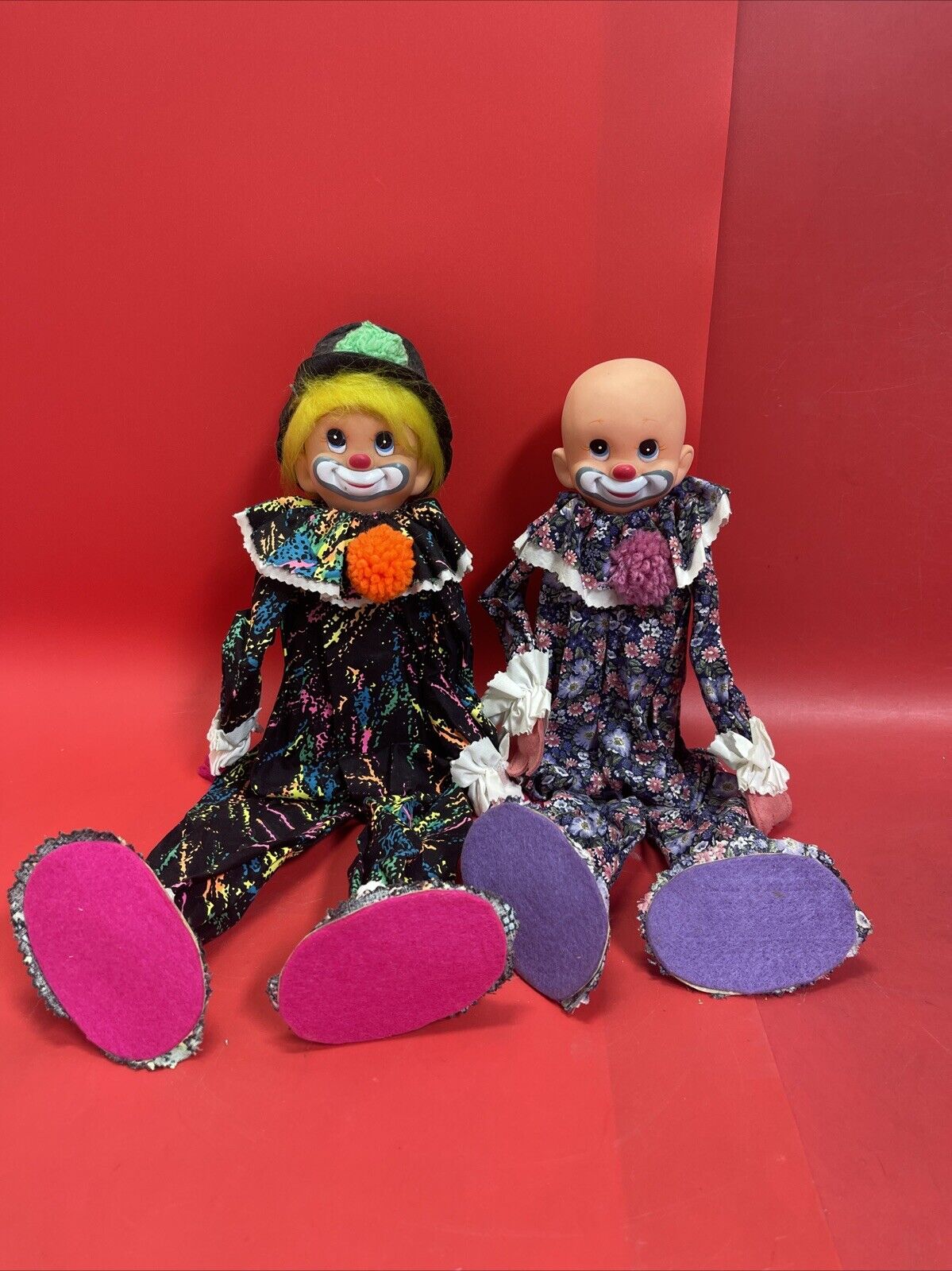 Vintage Handmade Clown Doll, Lot of 2