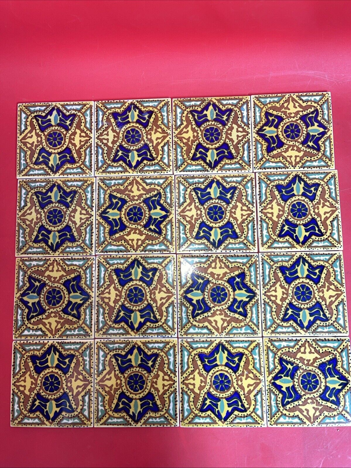 Orion Monterey Mexican Spanish Ceramic Tiles Hand-Painted Decorative 4"x 4"16pcs
