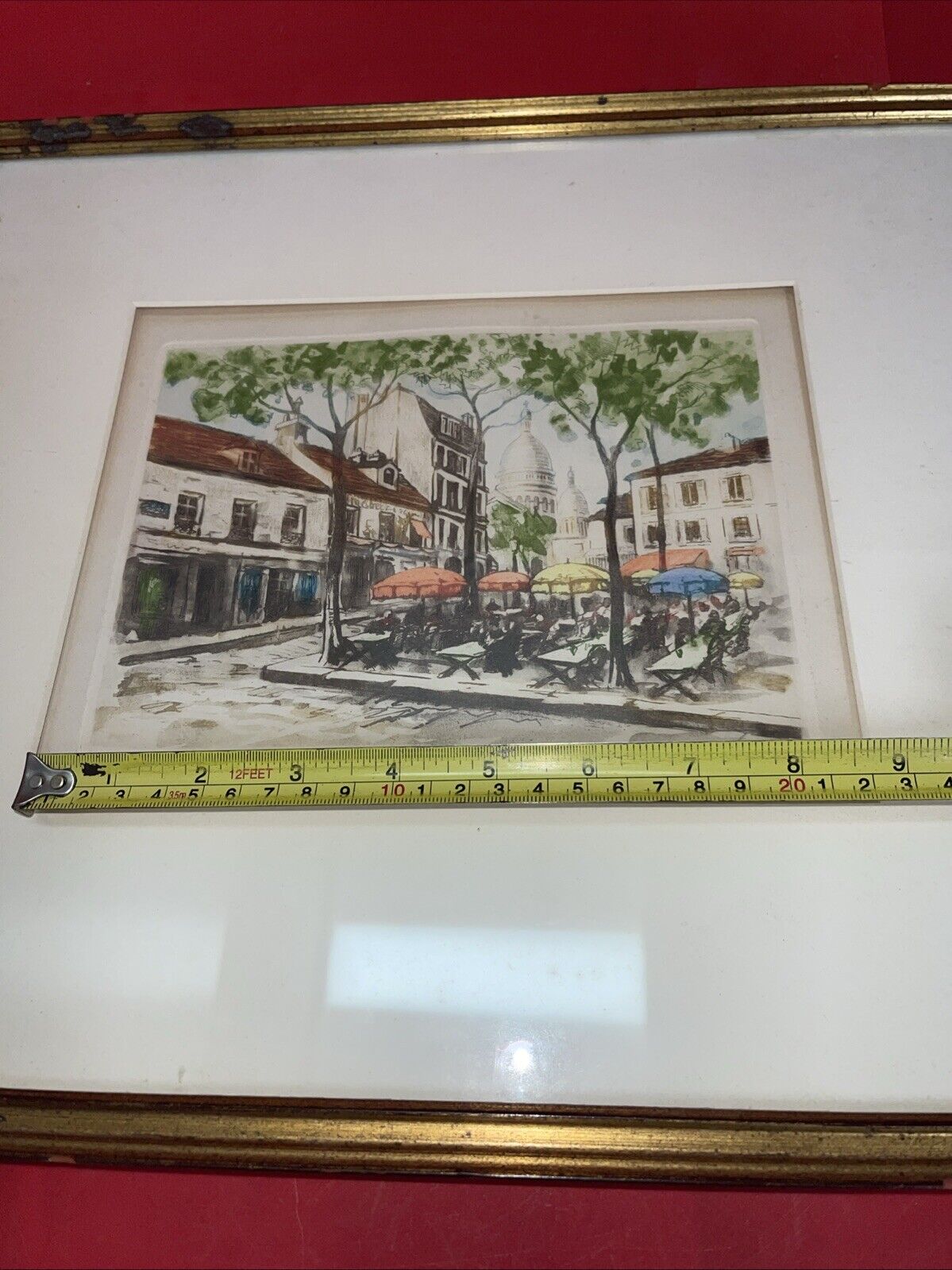 European Scene Framed Artist Print Signed Outdoor Street Cafe