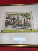 European Scene Framed Artist Print Signed Outdoor Street Cafe