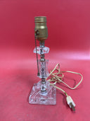 Antique Electric Cut Glass Mantle or Dresser Lamp Art Deco Style - Works!