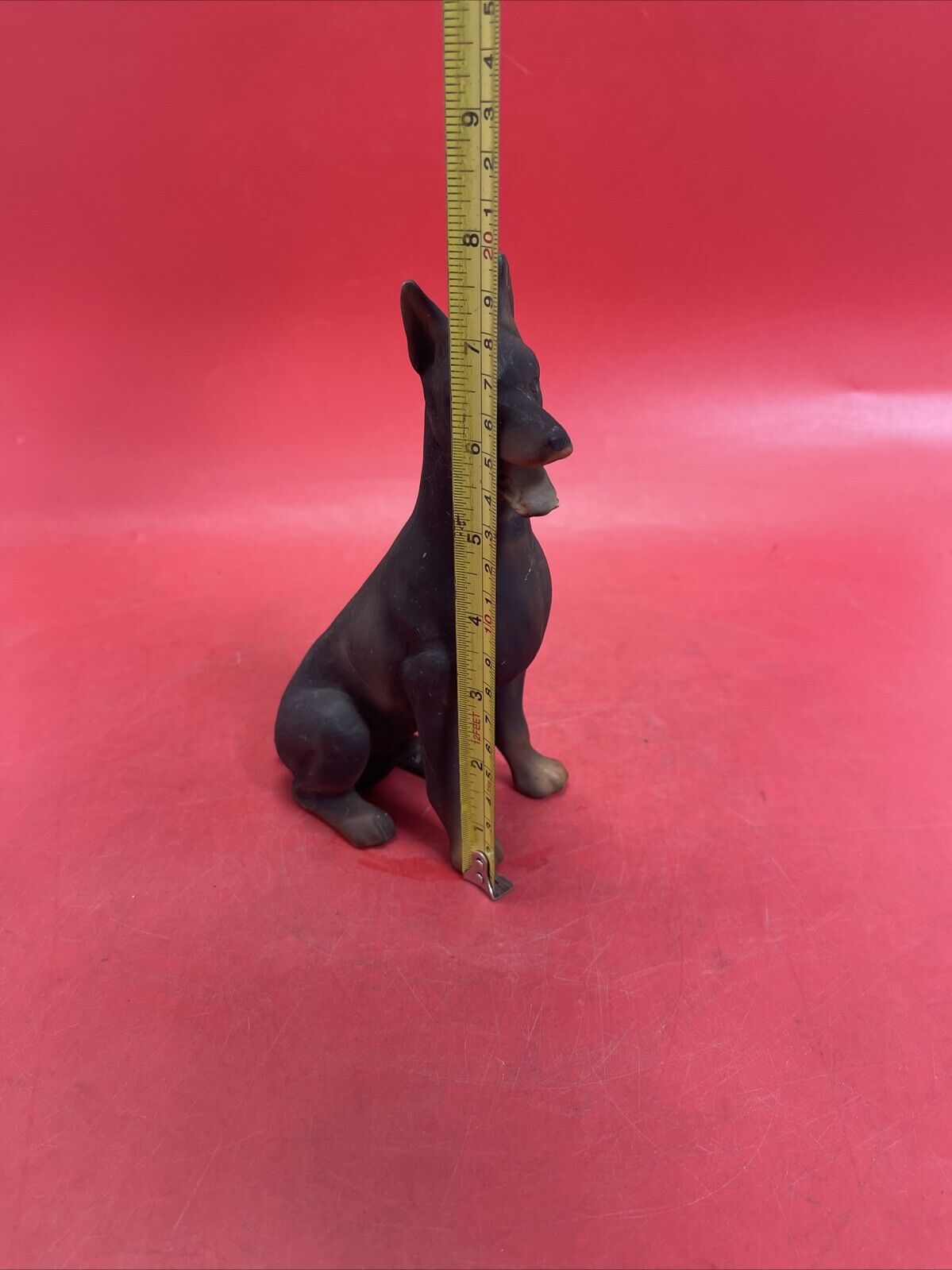 Vintage Black Doberman Pinscher  Sitting Dog Sculpture