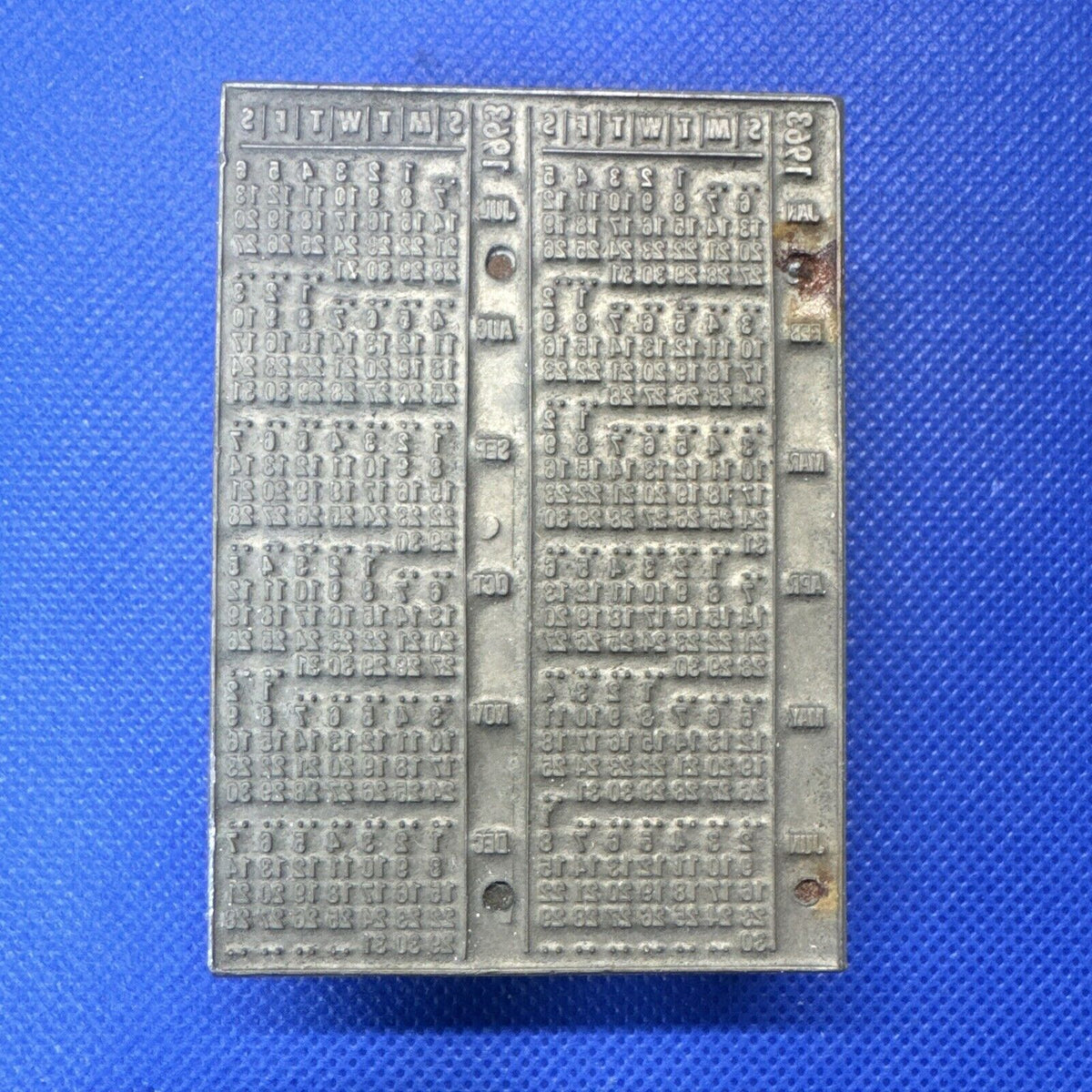 Vintage Letterpress Block / Cut 1963 Calendar