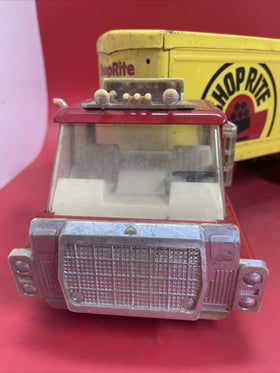 Vintage ERTL ShopRite Supermarkets Semi Truck Tractor Trailer Steel Toy 22”