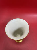 Pickard 7 In Gold Etched Daisy & Rose White Enamel Interior Fluted Vase