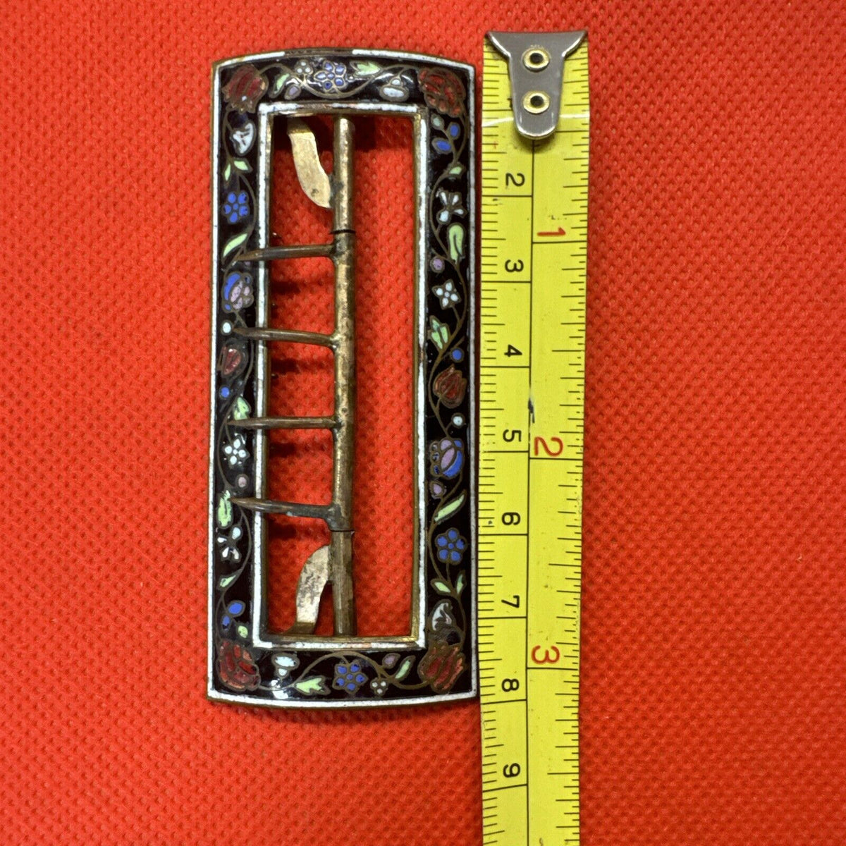 Antique Victorian Enamel Brass Buckle