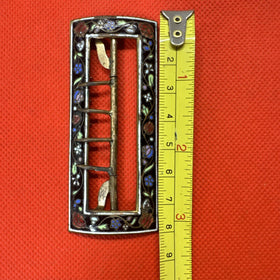 Antique Victorian Enamel Brass Buckle