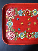 Vintage Wood Serving Tray Japan Hand Painted, Made In Japan