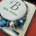 Bella Perlina  Charm & Crystal Bead Bracelet Blue & White