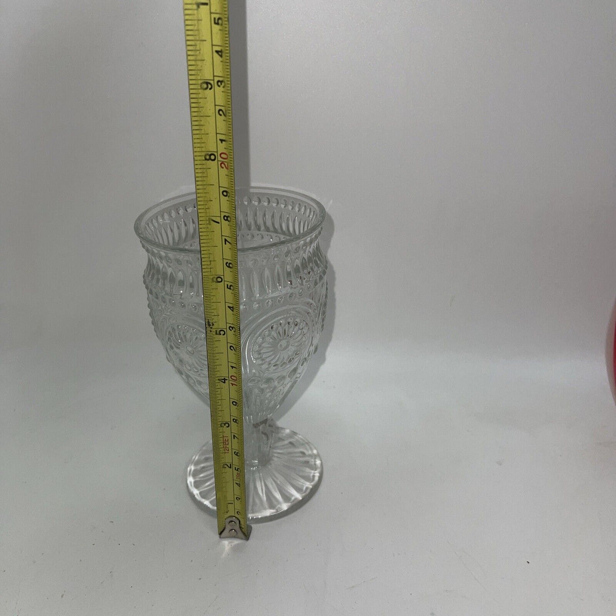 Weddingstar Vintage Inspired Pressed Glass Goblet, Clear 10oz Lot 4