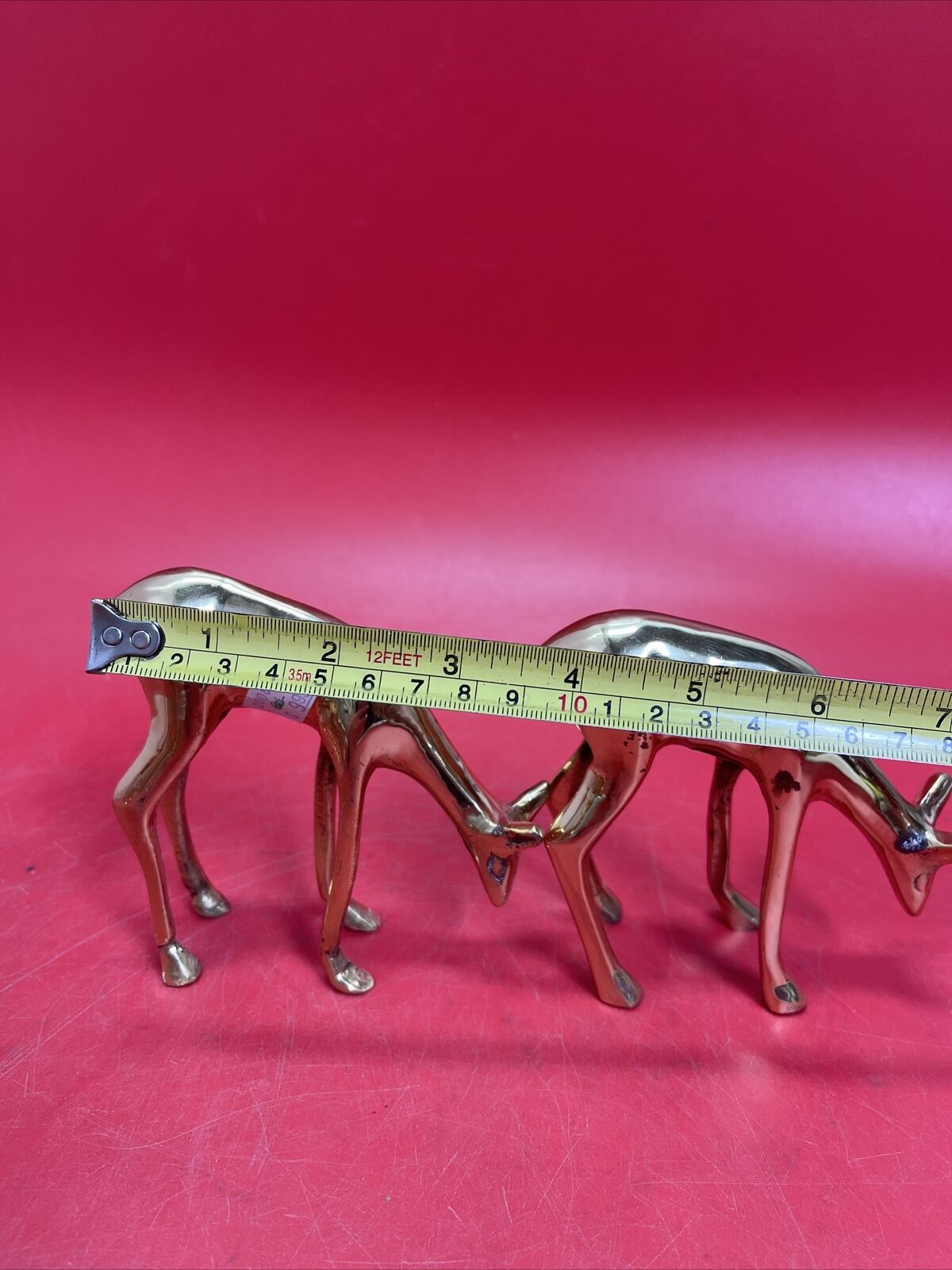 Vintage Mid-Century Modern Solid Brass Stag, Hind and Doe Figurines