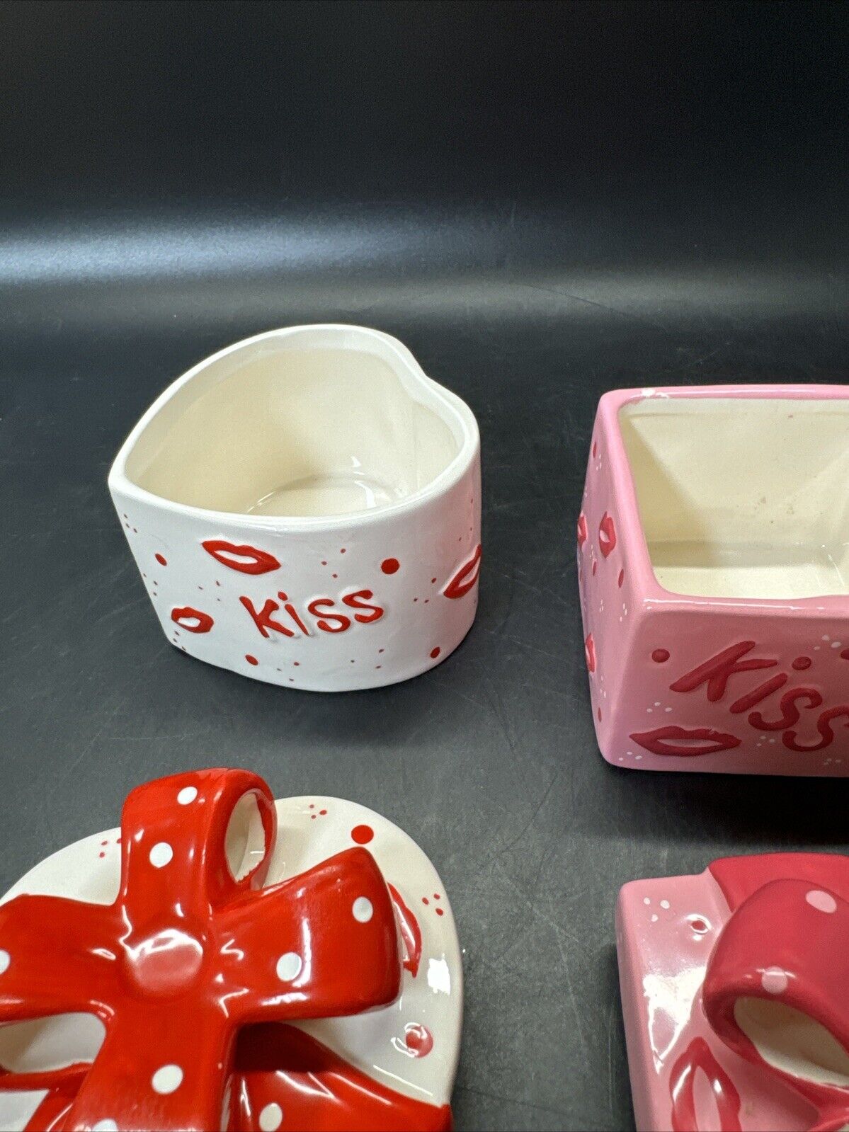 Vintage Ceramic Jewelry Box Theme Love Kiss/ Lot Of 2