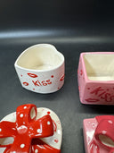 Vintage Ceramic Jewelry Box Theme Love Kiss/ Lot Of 2