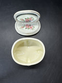 Dresser Jewelry Trinket Vanity Set 2- Mirrors Lidded Footed Floral Porcelain