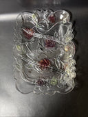 Glass Rectangular Serving Tray/Platter With Flower