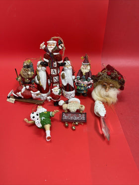 Vintage Santa Ornaments Resin Set Of 11