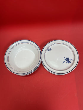 Epoch Blue Tango  Lot 3 Salat Plate & 3 Bowls Soup Symmetry 169 Korea  6 5/8”