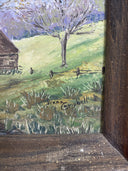 Vintage original "Brown Cottage" painting by Irena Campbell, 1940s