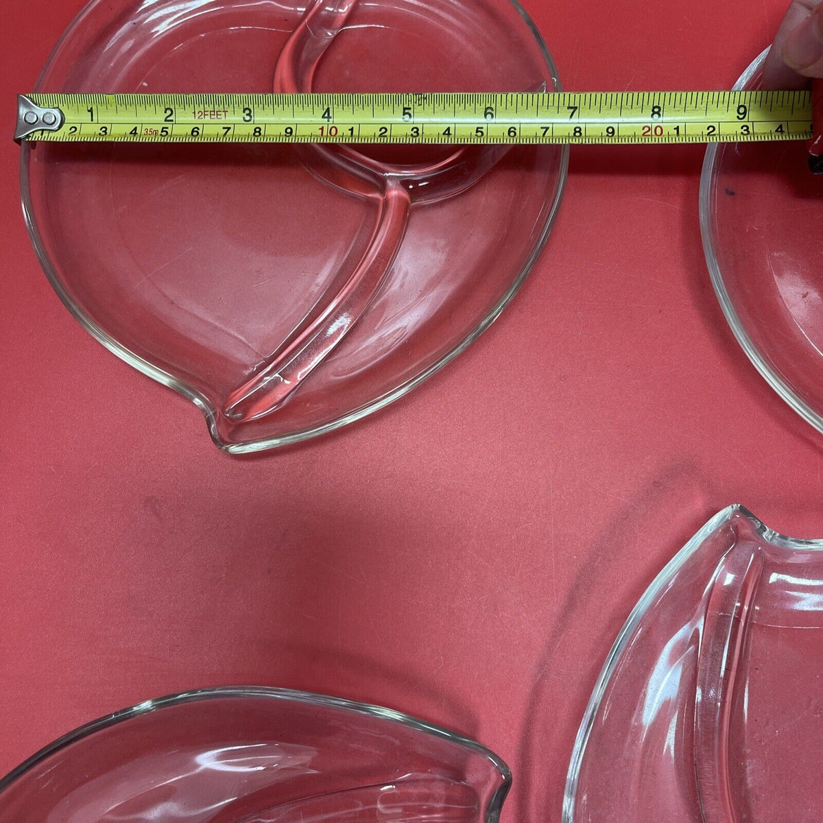 Vintage Peach Fruit Shape Clear Glass Snack/Sauce Dishes ~ Set of 8
