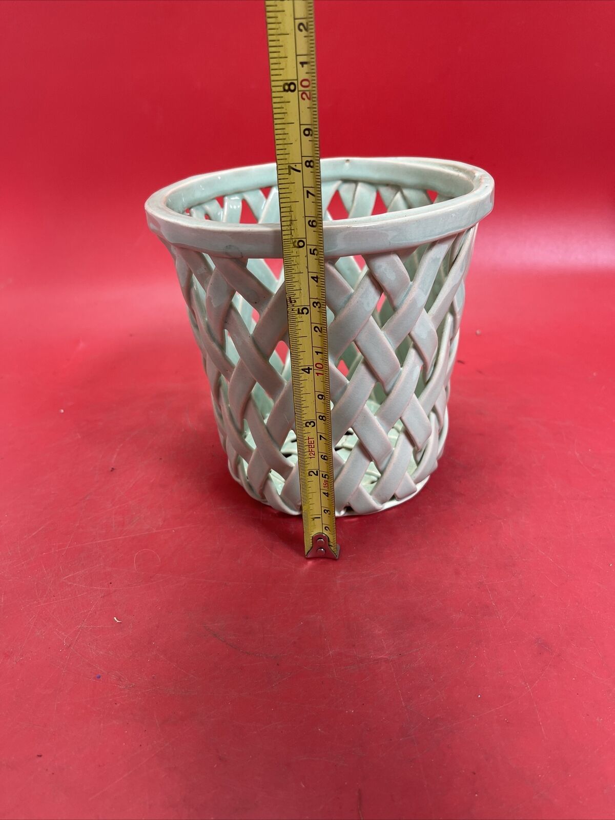 Pottery Basket Ceramic Woven Lattice Basket