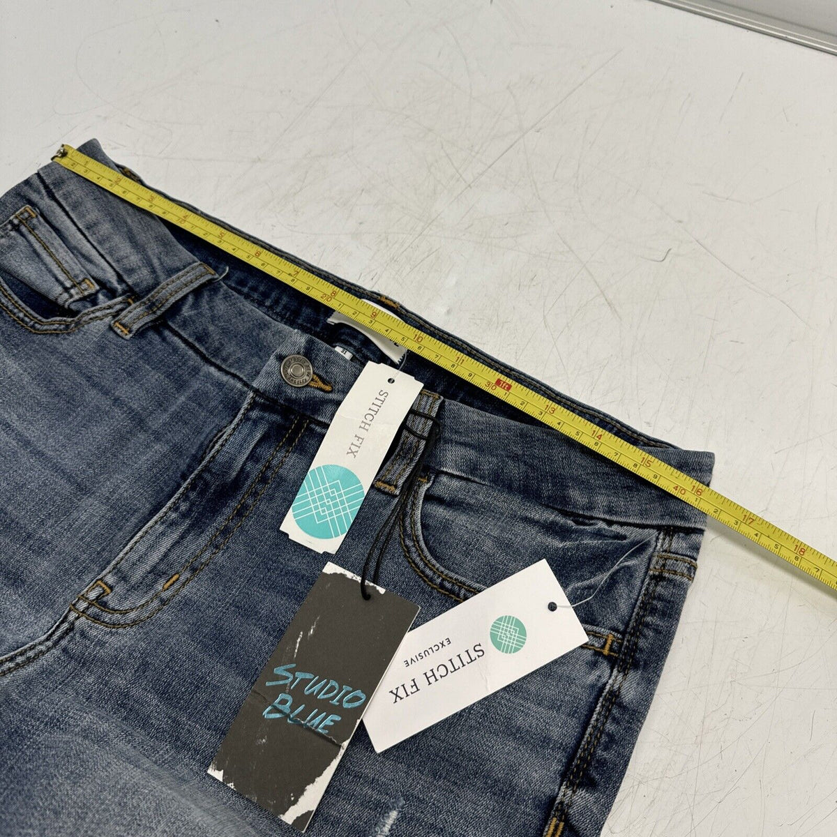 STUDIO Blue Kenova Skinny Distressed Rolled Jeans - Indigo, 12, Sz 31