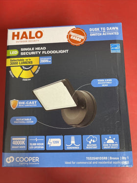 Halo Outdoor Dusk-to-Dawn LED Floodlight Fixture 120-Watt Bronze TGS3S401DSRB 