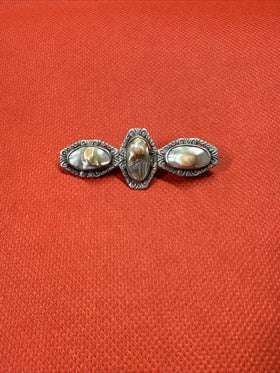 Vintage Sterling Silver Abalone Brooch