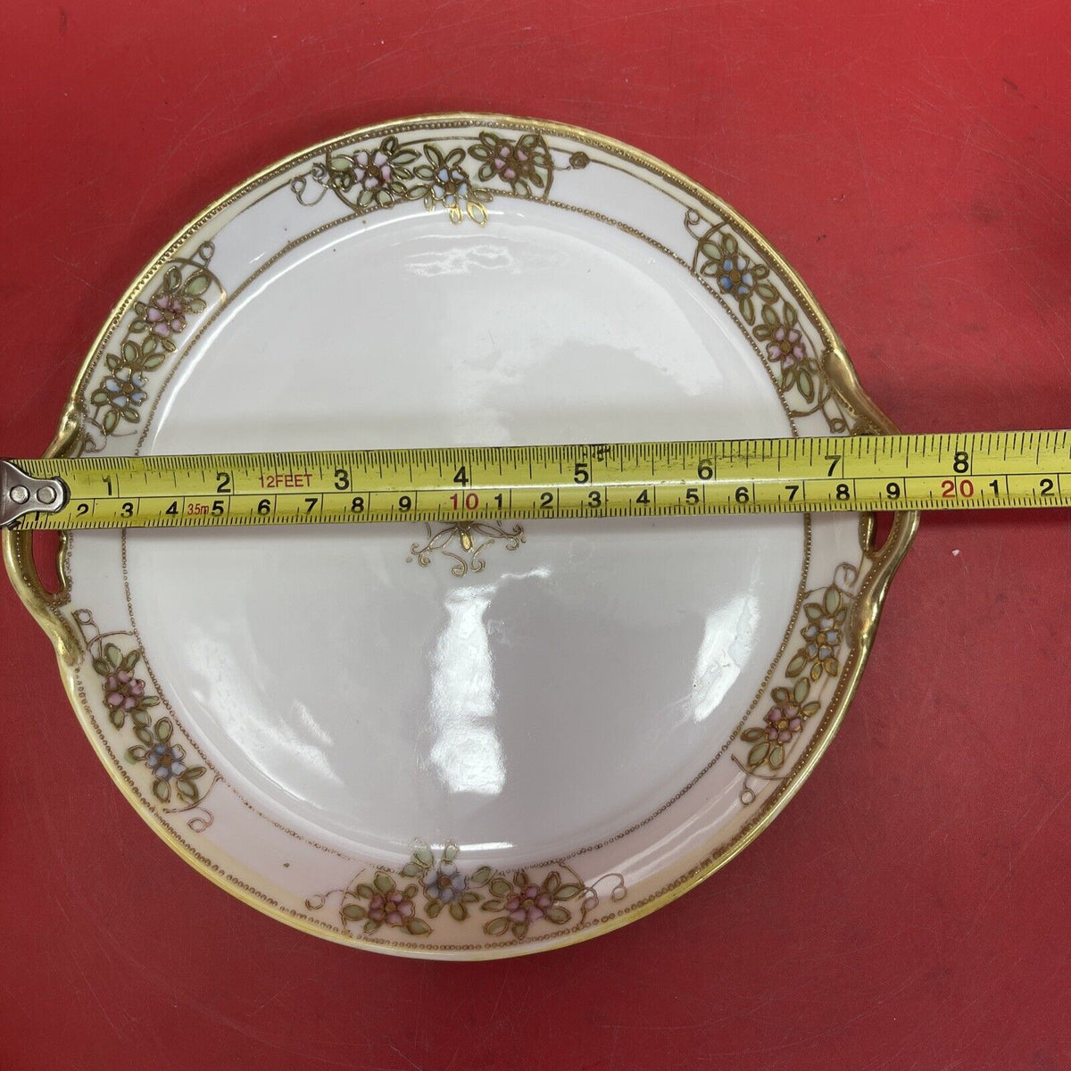 Vintage Nippon hand painted gold floral candy dish Set 6