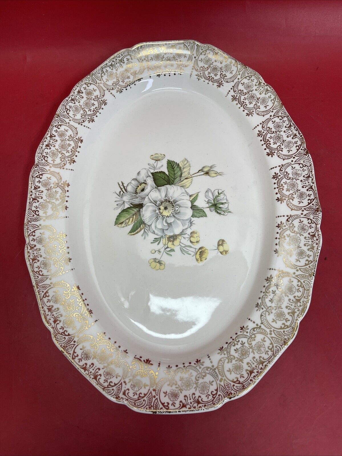 Vintage Val Worth Serving Platter  First Quality Victorian 22 Kt Gold 15”x11”