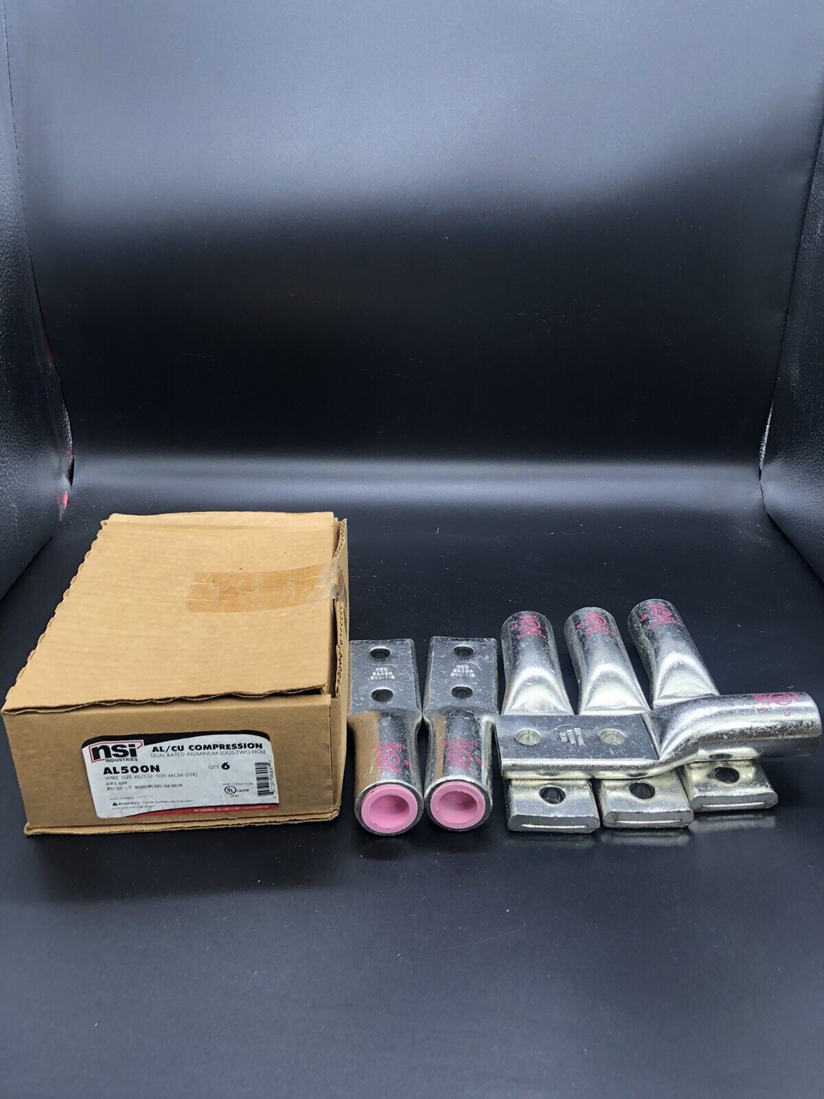 Box of 6 NSI Industries AL500N Compression Lugs 1/2"