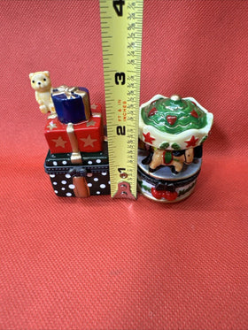 Vintage Collectible Ceramic TINY HINGED COLORFUL KEEPSAKE BOXES/ Lot Of 2