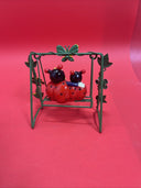 Vintage Animated Lady Bugs Working Swing Friends Metal Rod Figurine Trinket Deco