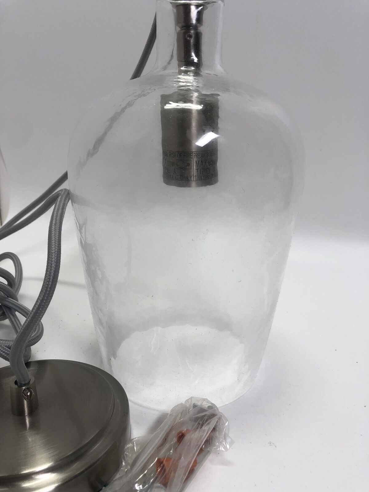 6-in Brushed Nickel Country Cottage Mini Clear Glass Bell Pendant