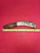 Antique Flint Knife with Deer Antler Handle,  Carving  Indian Face