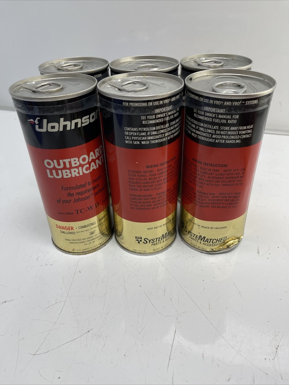 Vintage Johnson Outboard Lubricant TC-W II 16 oz. Set 2*6pieses*