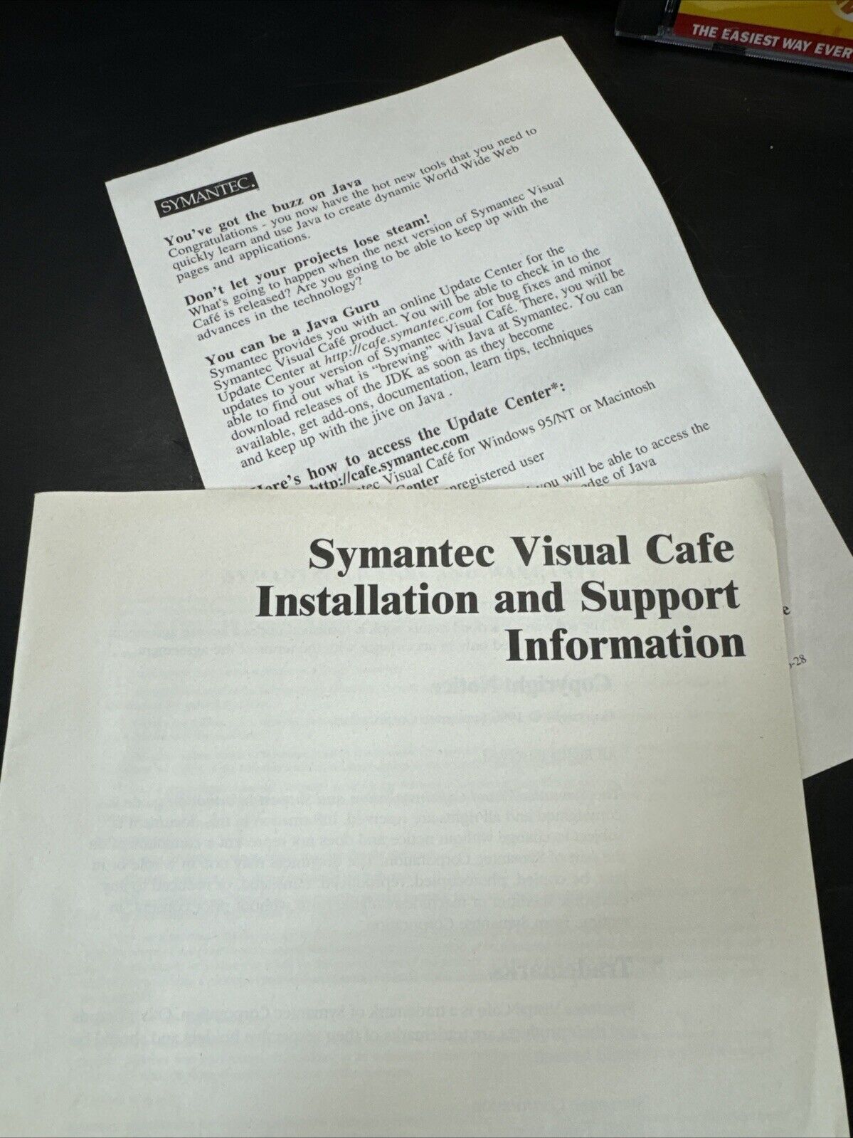 Vintage Symantec Visual Java Tools Mac OS/ Used