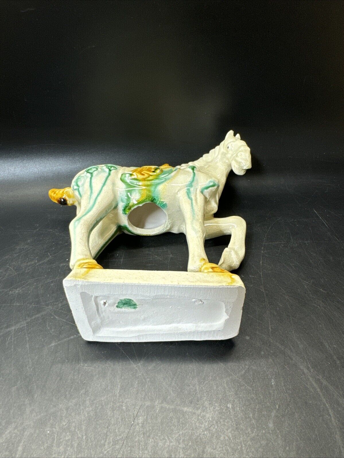 Vintage Drip Style Glaze Ceramic War Horse Figurines/lot 3