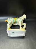 Vintage Drip Style Glaze Ceramic War Horse Figurines/lot 3