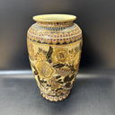 Beautiful Vintage Large Chinese Vase 12” Gold Brown Floral Textured