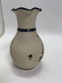 Vintage vase  Tonala Pottery Mexican Folk Art Bird Flowers Sand Stone Signed JC