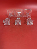 Set of (3) 8" Tall Square Base Glass Candle-stick Holders